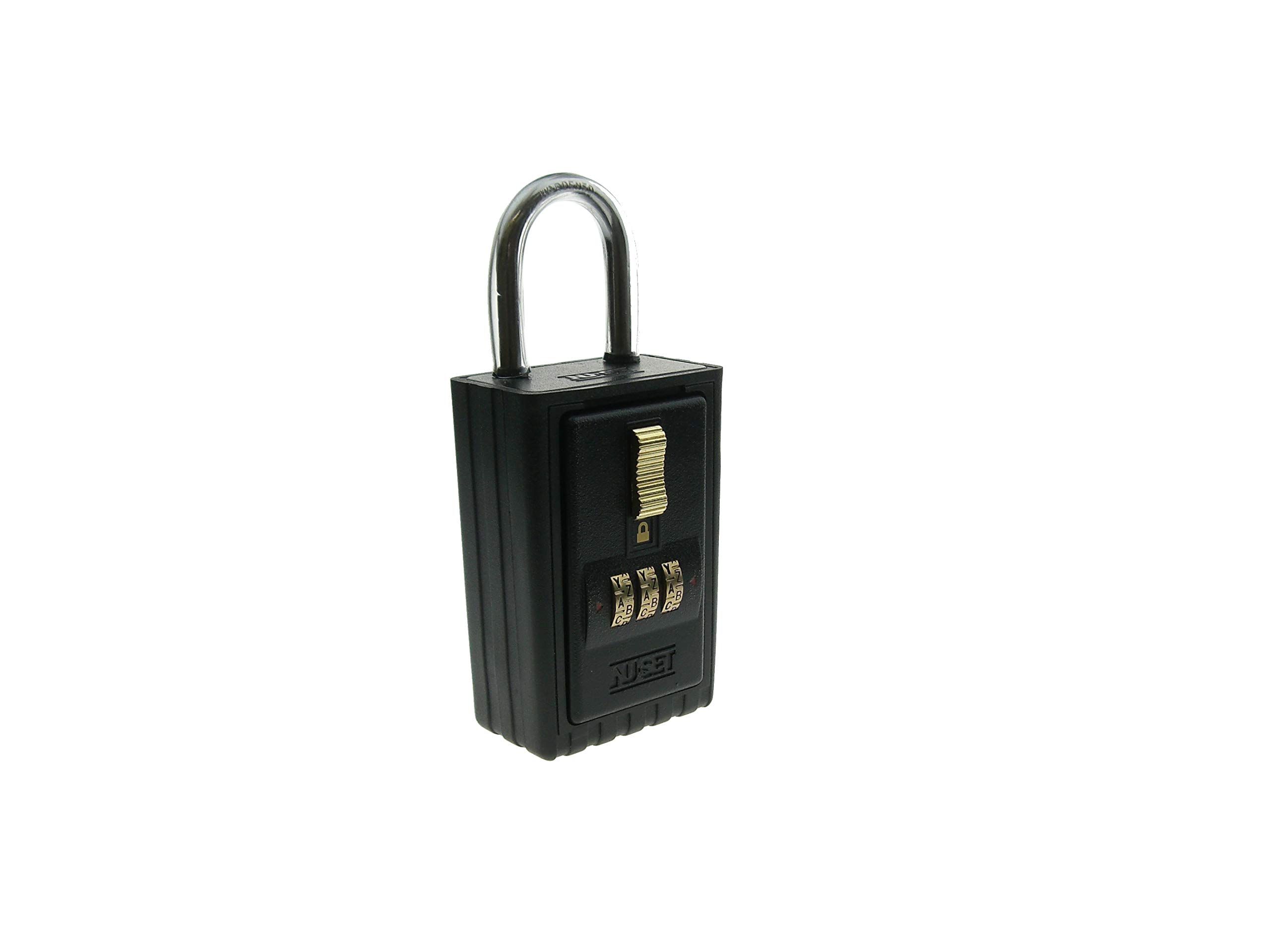 NU-SET Lock | 3 Digit 26-Alpha Combination Lock Box | Keyed Shackle Key Storage Lock Box | Home Improvement & Door Hardware (Black)