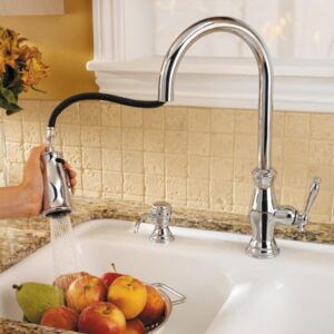 Pfister GT529-TMY Hanover 1-Handle Pull-Down Kitchen Faucet with Soap Dispenser, Tuscan Bronze