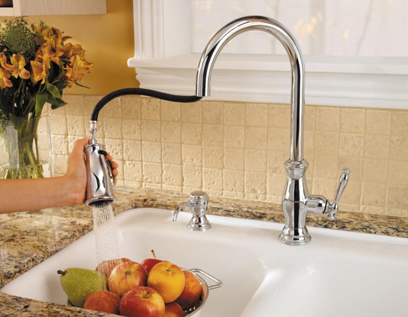 Pfister GT529-TMY Hanover 1-Handle Pull-Down Kitchen Faucet with Soap Dispenser, Tuscan Bronze