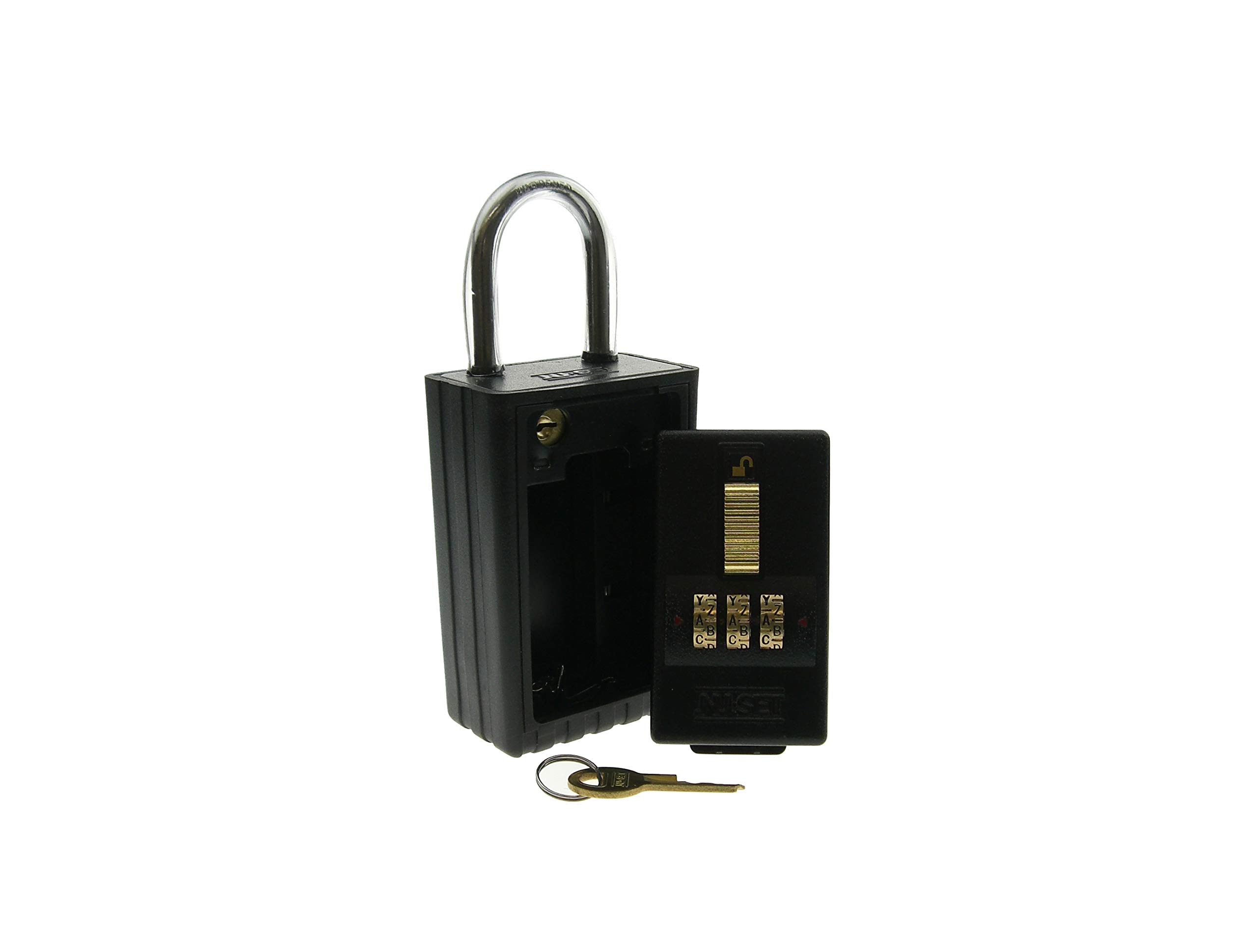 NU-SET Lock | 3 Digit 26-Alpha Combination Lock Box | Keyed Shackle Key Storage Lock Box | Home Improvement & Door Hardware (Black)