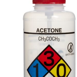 SP Bel-Art Right-to-Know Safety-Vented / Labeled 4-Color Acetone Wide-Mouth Wash Bottles; 1000ml (32oz), Polyethylene w/Red Polypropylene Cap (Pack of 2) (F11832-0001)