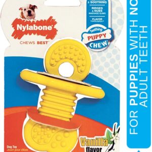 Nylabone Puppy Rubber Teether - Puppy Chew Toys for Teething - Puppy Supplies - Vanilla Flavor, Small/Regular (1 Count)