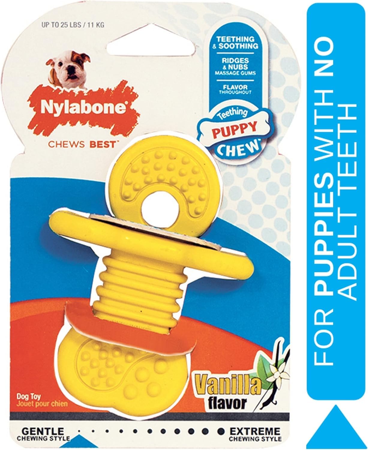 Nylabone Puppy Rubber Teether - Puppy Chew Toys for Teething - Puppy Supplies - Vanilla Flavor, Small/Regular (1 Count)