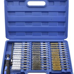 NEIKO 00325A Wire Brush Drill Attachments with 1/4-Inch Hex Shank, SAE and MM Brushes Assortment, Mountable on Power Drill or Die Grinder, 38-Piece Set