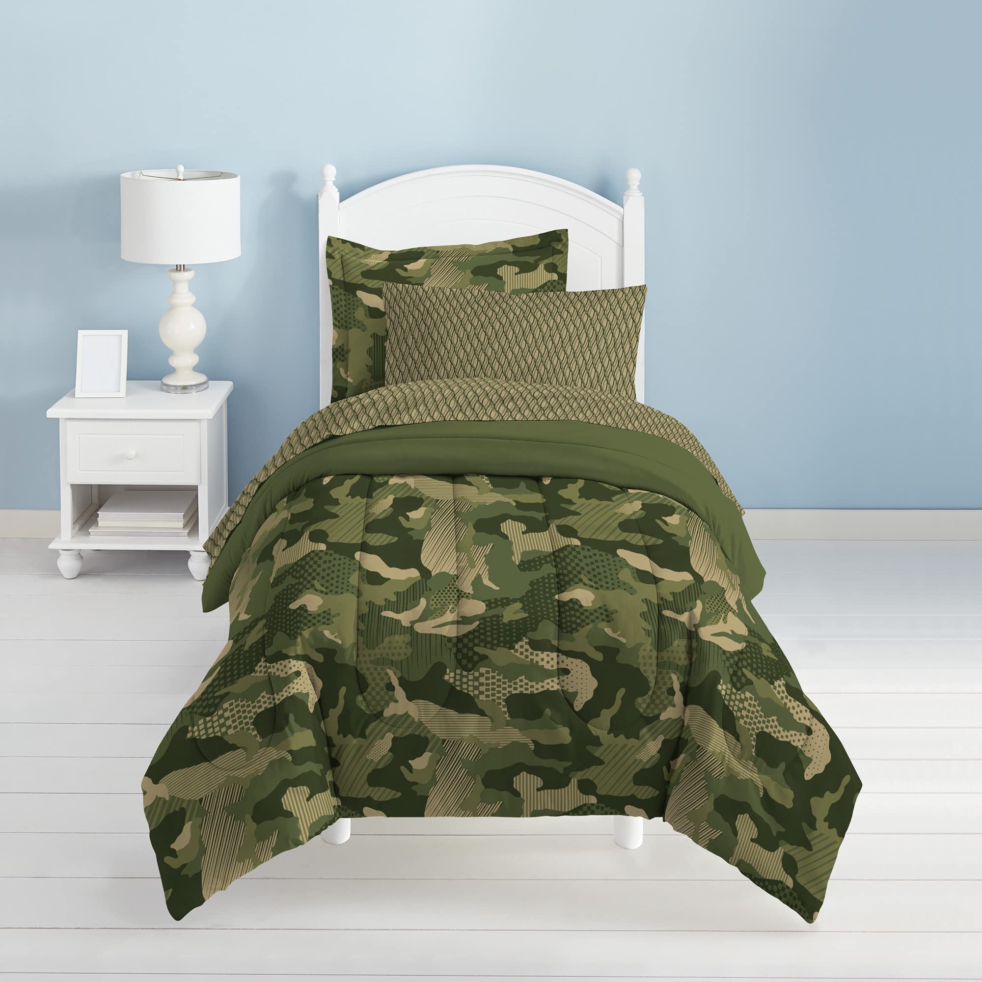 Dream Factory Boys Army Green Desert Camo Comforter Set, Multi, Twin