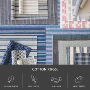 Dash and Albert Swedish Stripe Cotton Area Rug - 2' x 3' Blue - Striped Handwoven Accent Rug - Durable, Lightweight, High Traffic Areas - Hallways, Bedrooms, Stairs