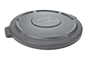 rubbermaid commercial products brute heavy-duty round trash/garbage lid, 20-gallon, gray, outdoor waste container for home/garage/mall/office/stadium/bathroom