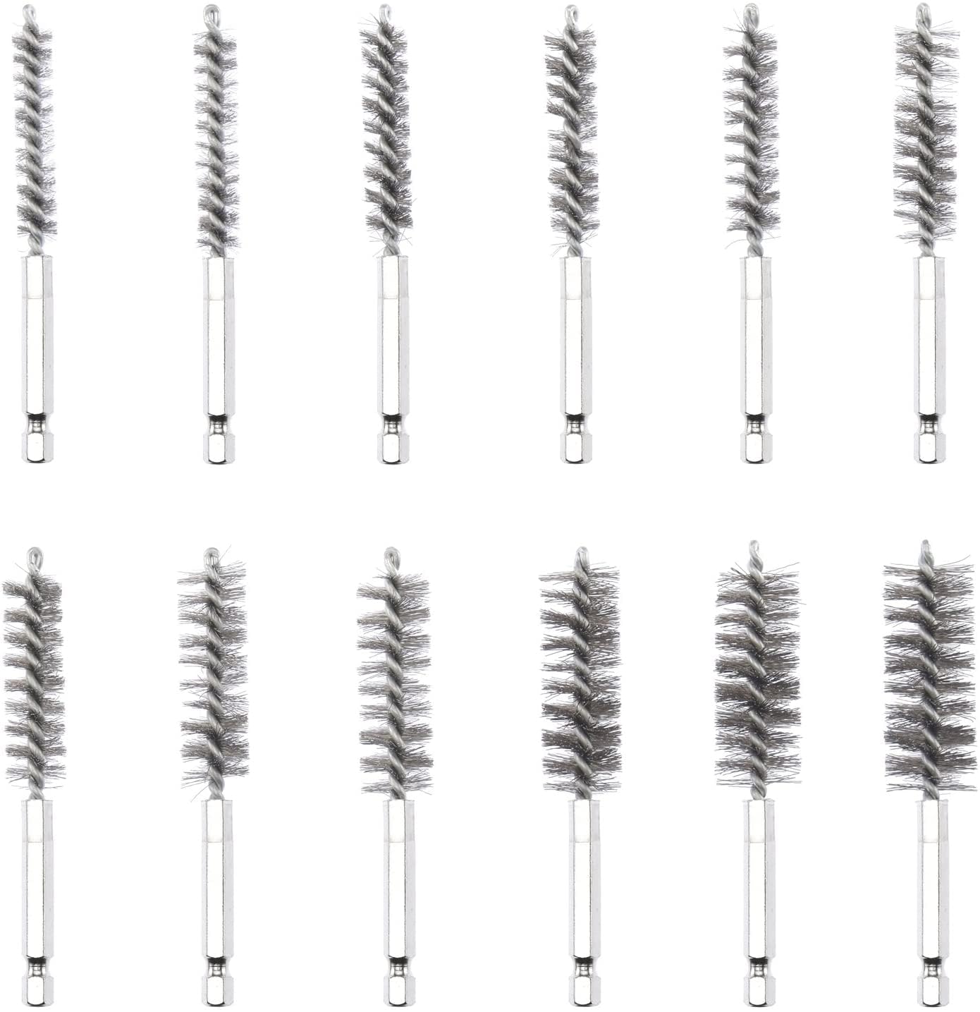 NEIKO 00325A Wire Brush Drill Attachments with 1/4-Inch Hex Shank, SAE and MM Brushes Assortment, Mountable on Power Drill or Die Grinder, 38-Piece Set