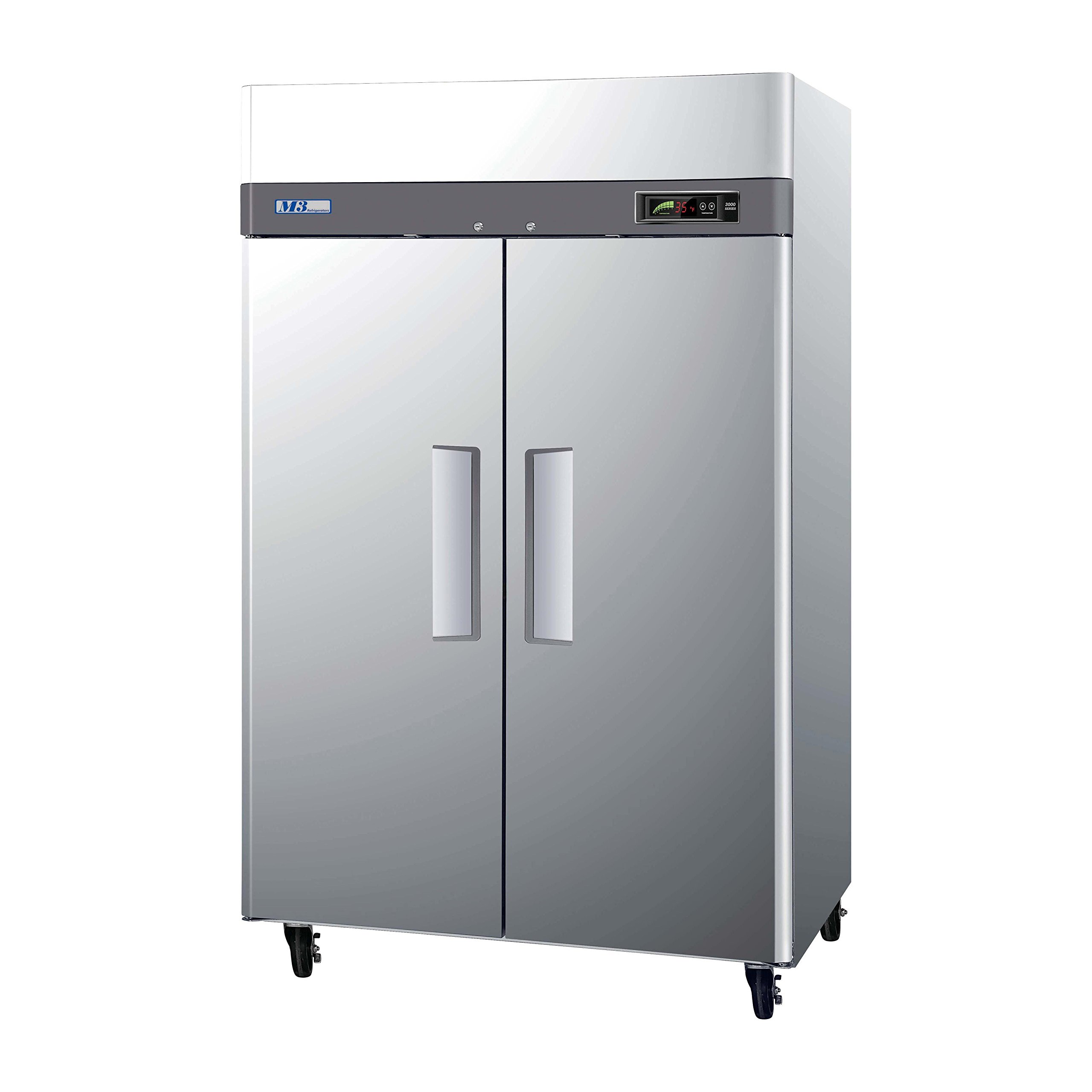 Turbo Air M3R47-2-N M3 Series commercial kitchen upright solid 2 door refrigerator, self cleaning, LED lighting, rapid cool-down 42.3 cu. ft.