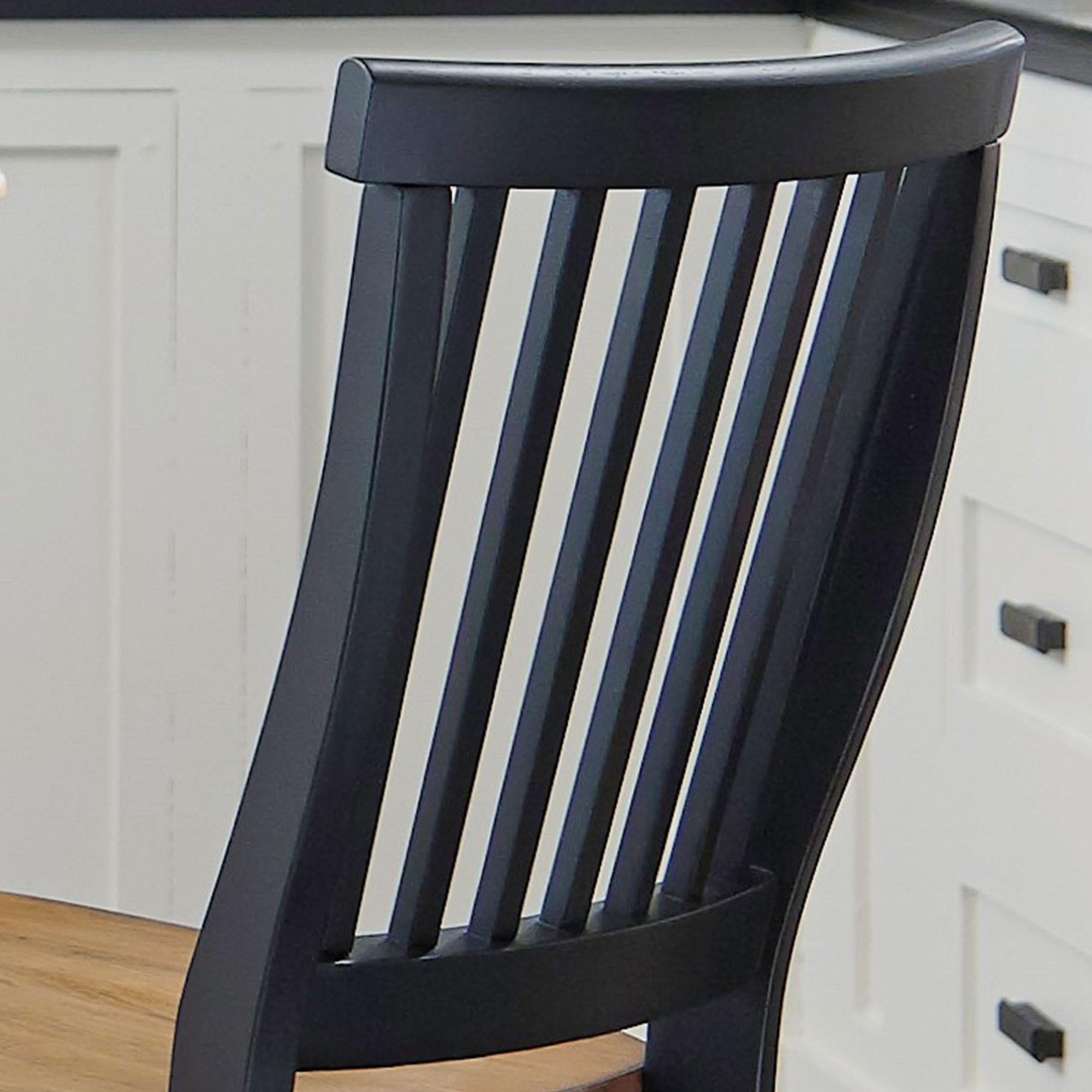 Home Styles Wood Counter Stool with Slat Backs and Black and Rich Oak Seat Finish