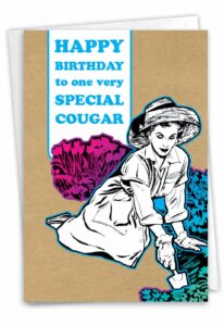 0778 cougar unique funny birthday card with envelope