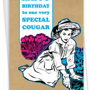 0778 Cougar Unique Funny Birthday Card with Envelope