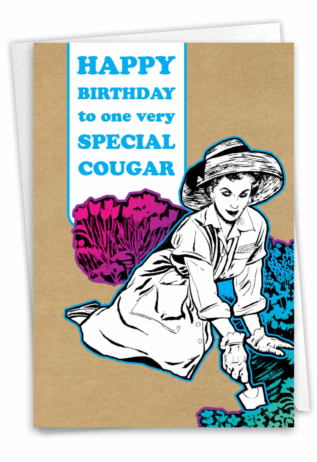 0778 Cougar Unique Funny Birthday Card with Envelope