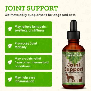 Animal Essentials Joint Support for Dogs & Cats - Joint Supplement, Liquid Joint Formula, Liquid Glucomasine, Organic Human Grade Herbs - 1 Fl Oz