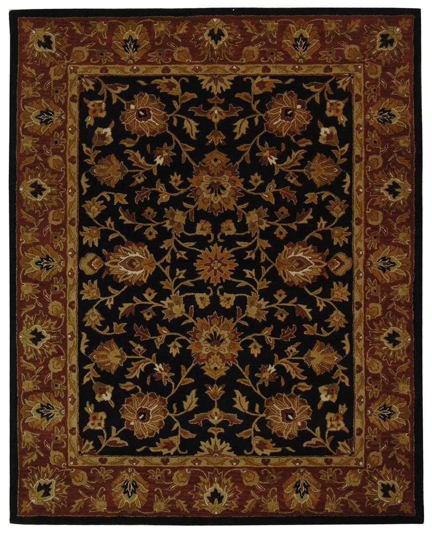 SAFAVIEH Heritage Collection 5' x 8' Black / Red HG112A Handmade Traditional Oriental Premium Wool Area Rug