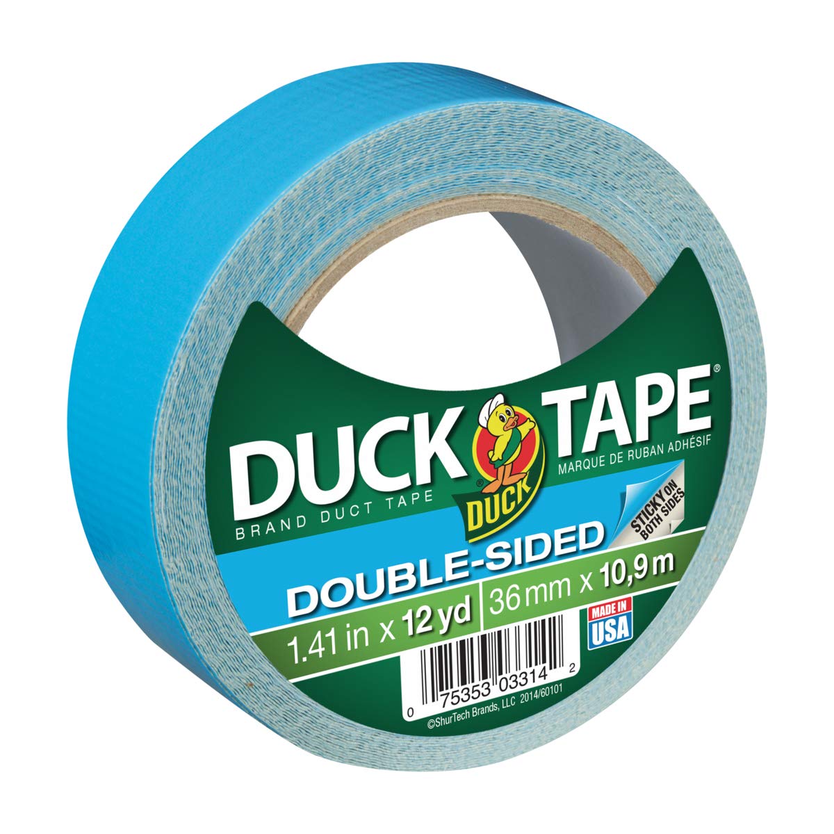 Duck Brand Double-Sided Duct Tape, 1.4-Inch by 12-Yards, Single Roll, Blue (240200)