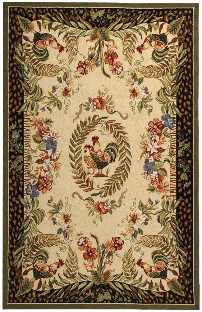 SAFAVIEH Chelsea Collection Accent Rug - 3'9" x 5'9", Creme & Black, Hand-Hooked French Country Wool, Ideal for High Traffic Areas in Entryway, Living Room, Bedroom (HK92A)