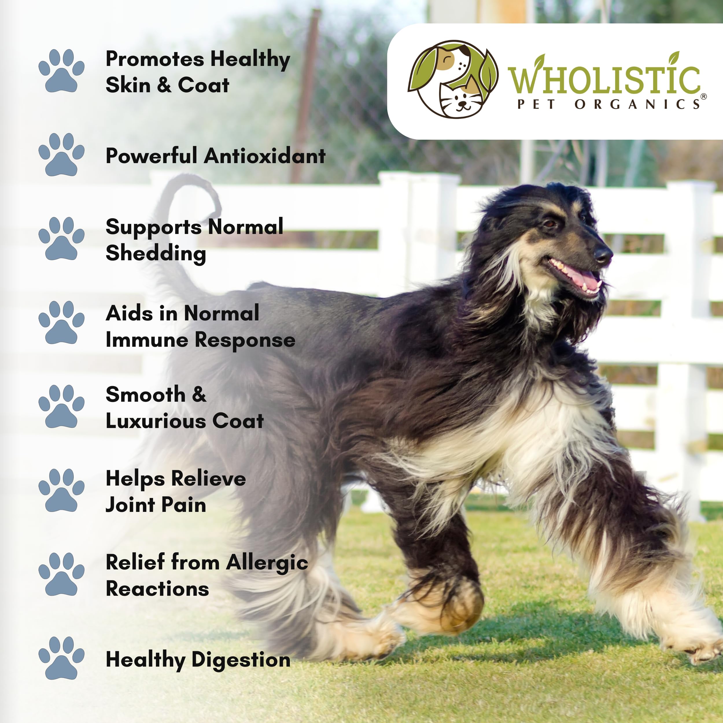 Wholistic Pet Organics Flaxseed Oil for Dogs - 16 Oz - Omega 3 Supplement for Dog Itchy Skin, Dry Skin Relief & Shedding - Skin & Coat Vitamins