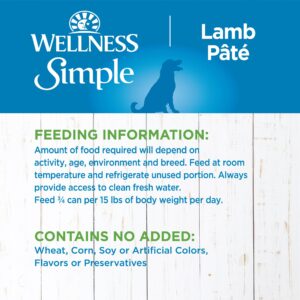 Wellness Simple Natural Wet Canned Limited Ingredient Dog Food, Lamb & Potato, 12.5-Ounce Can (Pack of 12)