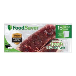 FoodSaver Gallon Size Pre-Cut Bags, Clear (15 Bags)