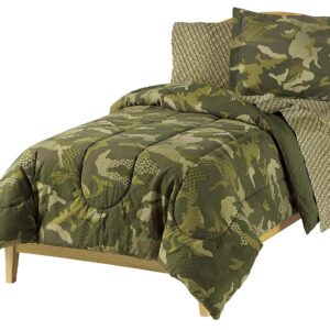 Dream Factory Boys Army Green Desert Camo Comforter Set, Multi, Twin