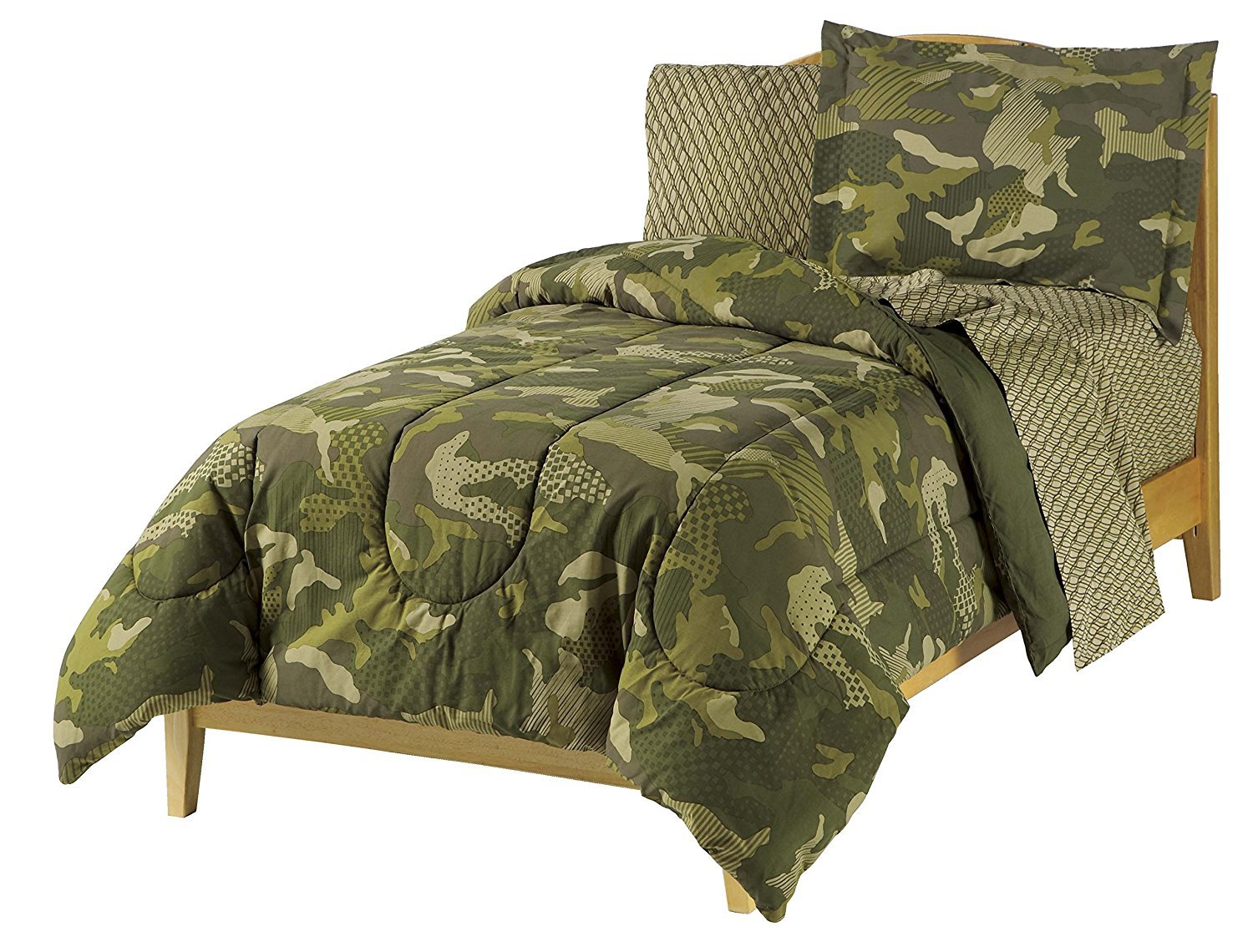 Dream Factory Boys Army Green Desert Camo Comforter Set, Multi, Full