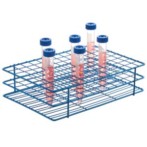 SP Bel-Art Poxygrid 96-Place Test Tube Rack for 16-17mm Tubes, Durable Wire Frame with Chemical-Resistant Blue Epoxy Coating, Ideal for Lab, Drug Discovery, and Robotic Applications – Autoclavable