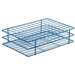 sp bel-art poxygrid 96-place test tube rack for 16-17mm tubes, durable wire frame with chemical-resistant blue epoxy coating, ideal for lab, drug discovery, and robotic applications – autoclavable