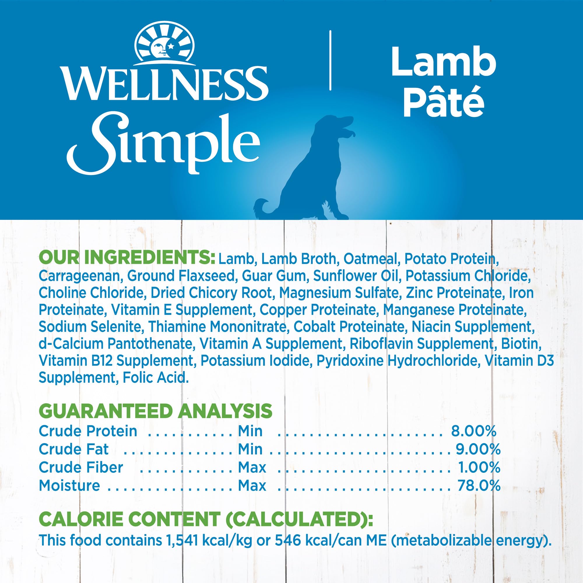 Wellness Simple Natural Wet Canned Limited Ingredient Dog Food, Lamb & Potato, 12.5-Ounce Can (Pack of 12)