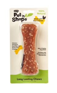 pet 'n shape long lasting chewz dog treats - chicken wrapped rawhide - 1 bone, 8-inch long