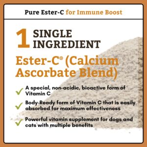 Wholistic Pet Organics Pure Ester-C Powder for Dogs & Cats - 1 Lb - Vitamin C Supplement for Immune Support, Skin & Coat Health, & Allergy Relief - Dog Vitamin Powder for Itchy Skin & Homemade Food