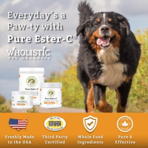 Wholistic Pet Organics Pure Ester-C Powder for Dogs & Cats - 1 Lb - Vitamin C Supplement for Immune Support, Skin & Coat Health, & Allergy Relief - Dog Vitamin Powder for Itchy Skin & Homemade Food