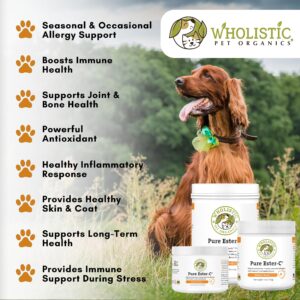 Wholistic Pet Organics Pure Ester-C Powder for Dogs & Cats - 1 Lb - Vitamin C Supplement for Immune Support, Skin & Coat Health, & Allergy Relief - Dog Vitamin Powder for Itchy Skin & Homemade Food