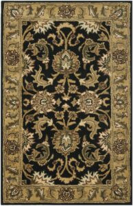 safavieh classic collection 3' x 5' black / gold cl252a handmade traditional oriental premium wool area rug