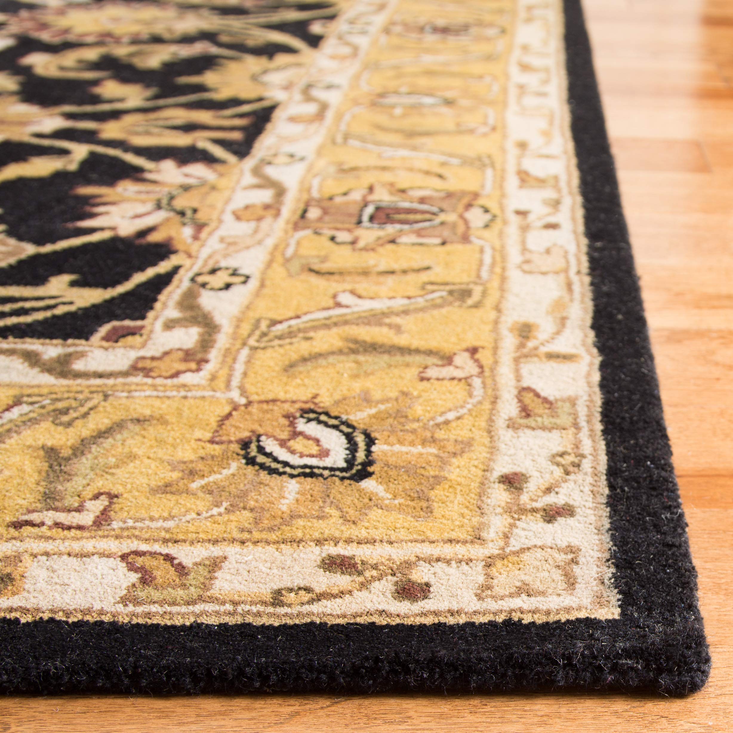 SAFAVIEH Classic Collection 3' x 5' Black / Gold CL252A Handmade Traditional Oriental Premium Wool Area Rug