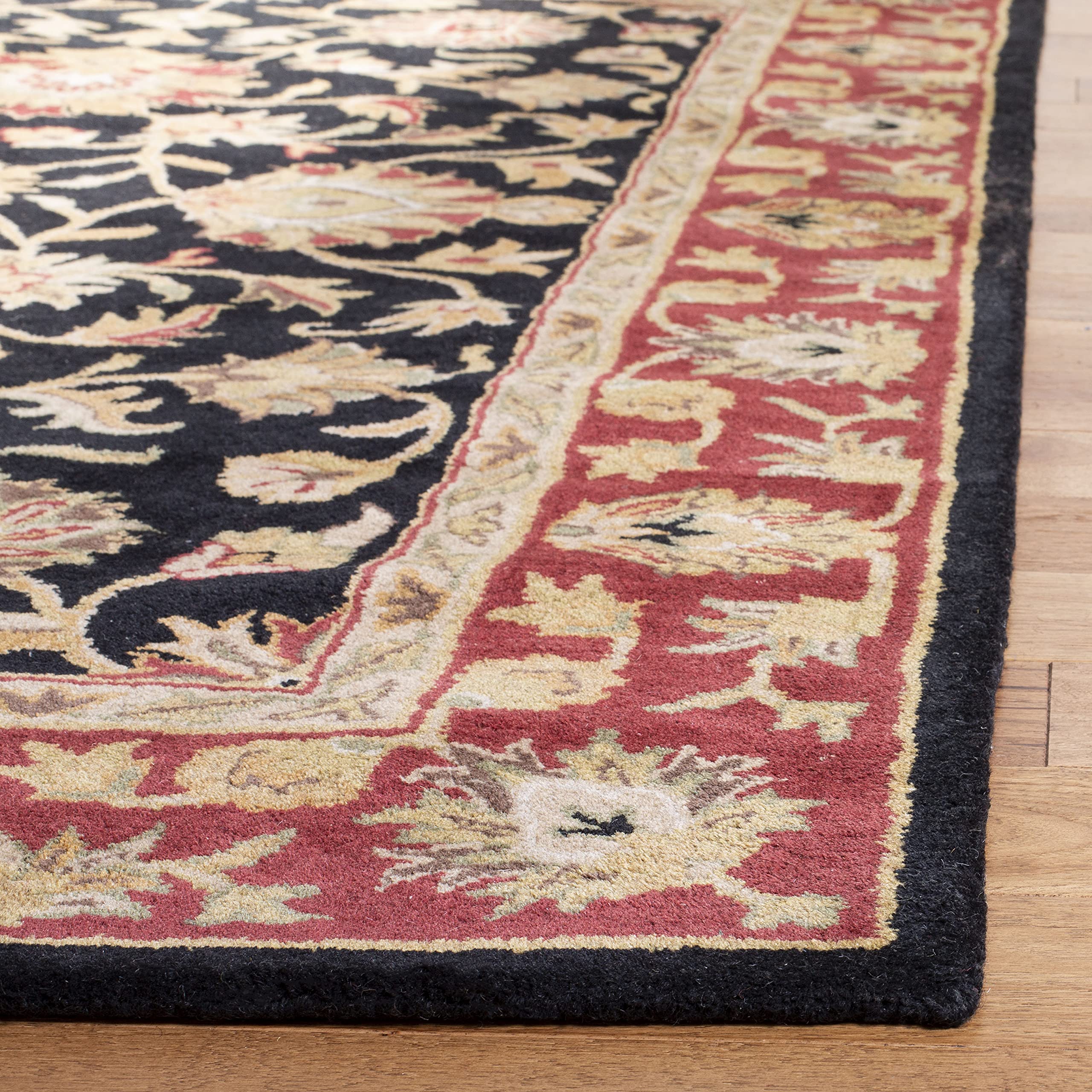 SAFAVIEH Heritage Collection 5' x 8' Black / Red HG112A Handmade Traditional Oriental Premium Wool Area Rug