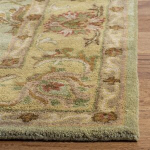 SAFAVIEH Heritage Collection Accent Rug - 2' x 3', Green & Gold, Handmade Traditional Oriental Wool, Ideal for High Traffic Areas in Entryway, Living Room, Bedroom (HG811A)