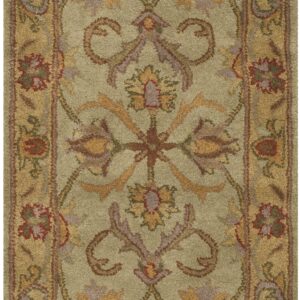 SAFAVIEH Heritage Collection Accent Rug - 2' x 3', Green & Gold, Handmade Traditional Oriental Wool, Ideal for High Traffic Areas in Entryway, Living Room, Bedroom (HG811A)