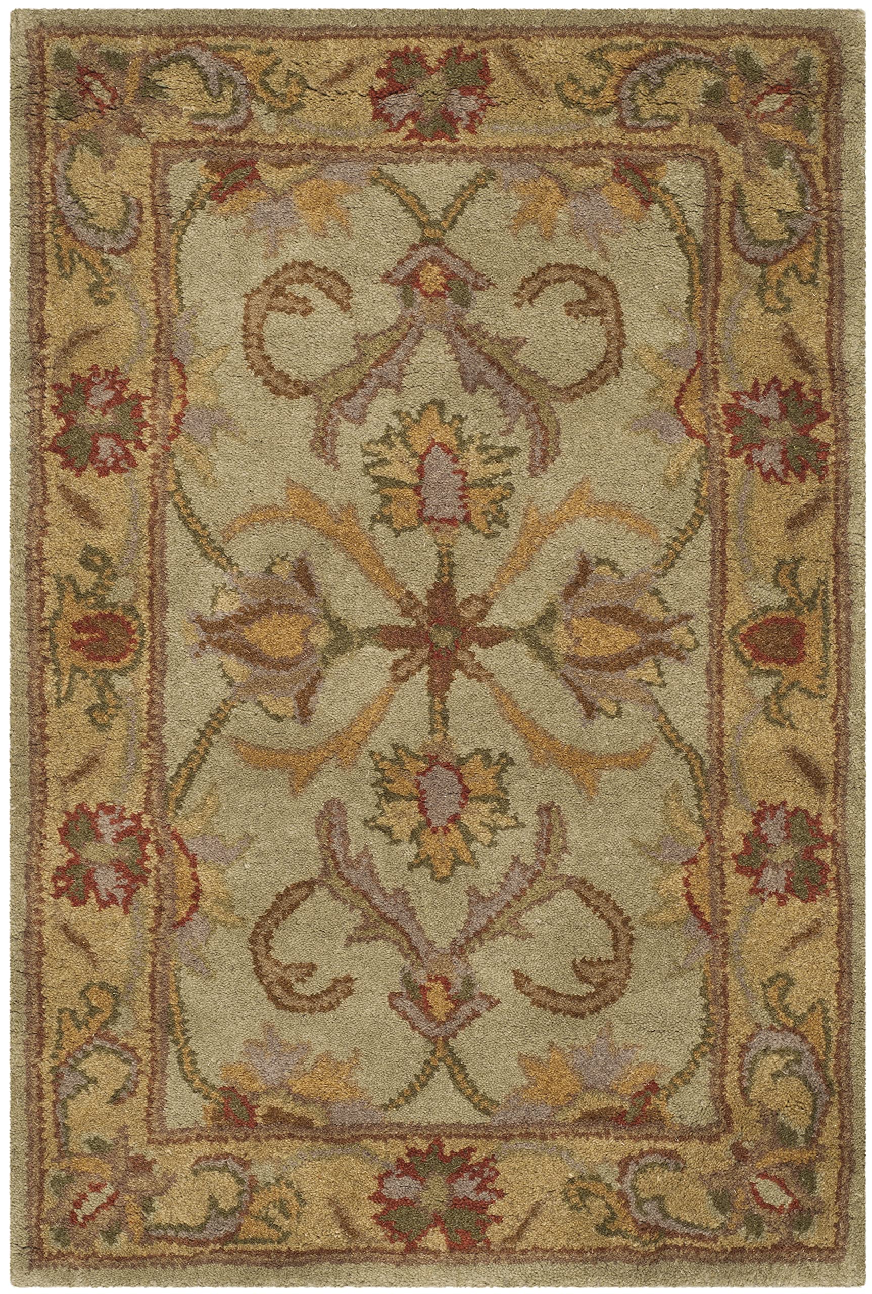 SAFAVIEH Heritage Collection Accent Rug - 2' x 3', Green & Gold, Handmade Traditional Oriental Wool, Ideal for High Traffic Areas in Entryway, Living Room, Bedroom (HG811A)