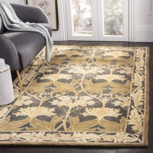 safavieh anatolia collection accent rug - 2' x 3', navy & sage, handmade traditional oriental wool, ideal for high traffic areas in entryway, living room, bedroom (an541a)