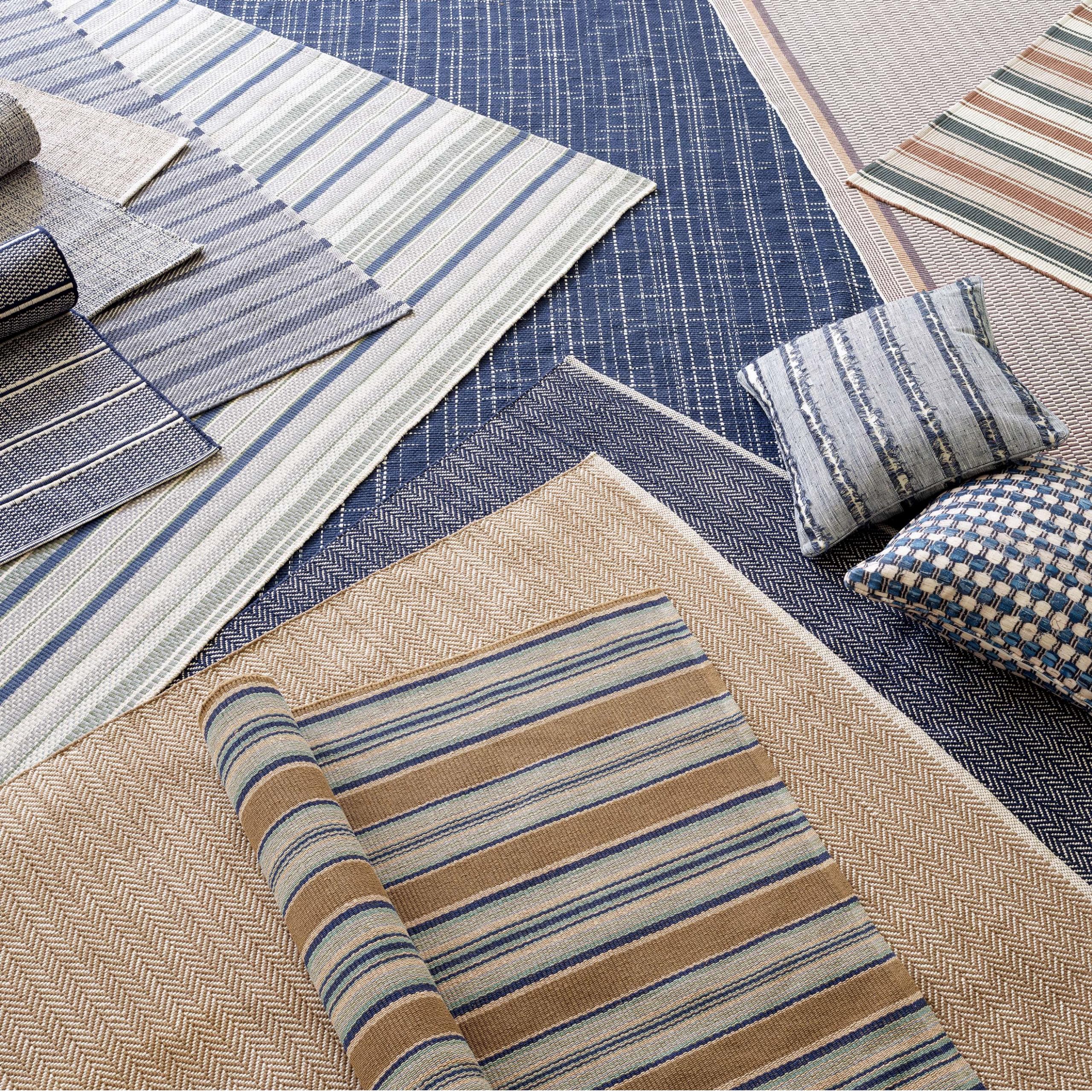 Dash and Albert Swedish Stripe Cotton Area Rug - 2' x 3' Blue - Striped Handwoven Accent Rug - Durable, Lightweight, High Traffic Areas - Hallways, Bedrooms, Stairs