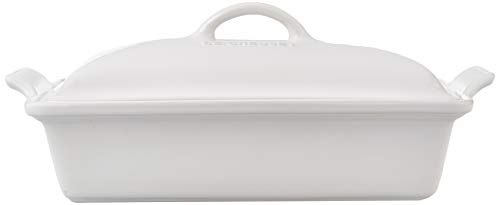 Le Creuset Stoneware Heritage Covered Rectangular Casserole, 4 qt. (12" x 9"), White