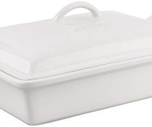 Le Creuset Stoneware Heritage Covered Rectangular Casserole, 4 qt. (12" x 9"), White