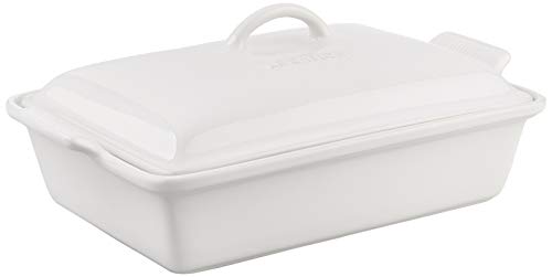 Le Creuset Stoneware Heritage Covered Rectangular Casserole, 4 qt. (12" x 9"), White