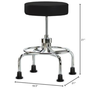 Perch Retro Rolling Exam Stool with Stationary Caps, Black Vinyl