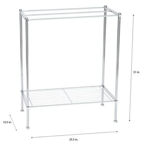 Organize It All Freestanding 3 Bar Chrome Bathroom Towel Rack with Bottom Shelf