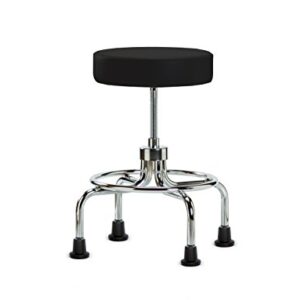 Perch Retro Rolling Exam Stool with Stationary Caps, Black Vinyl