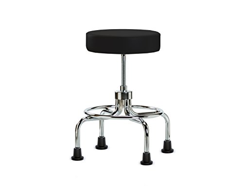 Perch Retro Rolling Exam Stool with Stationary Caps, Black Vinyl