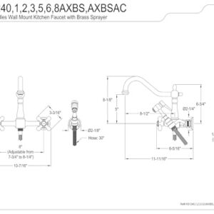 Kingston Brass KS1242AXBS Heritage Bridge Kitchen Faucet, Polished Brass, 8.5 x 8.13 x 2.25