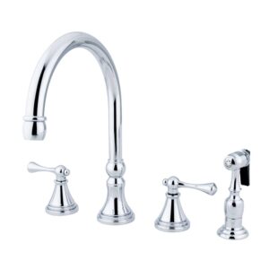 kingston brass governor ks2791blbs widespread kitchen faucet, polished chrome, 8-1/4 inch in spout reach